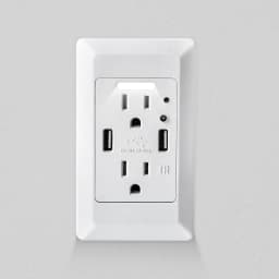 2 USB Charger Wall Outlet 15Amp Receptacle Charging Ports 2 Electrical AC Outlets Auto On/Off Nightlight Sensor and Wall Plates