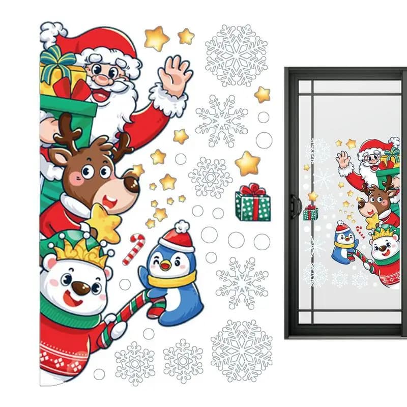 Christmas Window Clings Christmas Theme Decor Static Decals Home Decor Products For Glass Doors Window Household Appliances