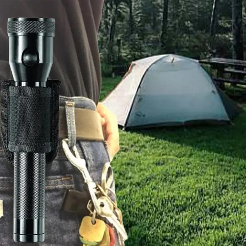 Belt Flashlight Holder D Shape Open Design Nylon Flashlight Holder Elastic Band Flashlight Pouch Portable Lightweight Torch Carr