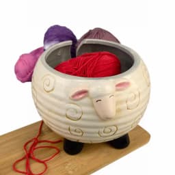 Cute Sheep Ceramic Yarn Bowl Knitting Yarns Ball Storage Holder For Needlecrafts Crocheting Home Sewing Organizer Decoration