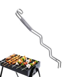 Picnic Meat Fork Stainless Steel Cooking Fork with Hook Non-Slip Handle Multi-Function Kitchen Gadget for Meat Barbecue Grilling