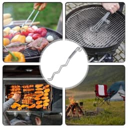 Picnic Meat Fork Stainless Steel Cooking Fork with Hook Non-Slip Handle Multi-Function Kitchen Gadget for Meat Barbecue Grilling