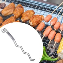Picnic Meat Fork Stainless Steel Cooking Fork with Hook Non-Slip Handle Multi-Function Kitchen Gadget for Meat Barbecue Grilling