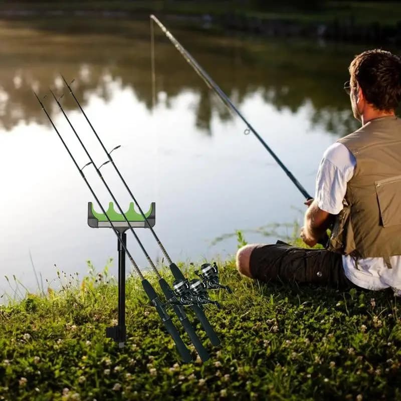Fishing Rod Holder For Ground 2-Section Adjustable Fishing Rod Rack Stand Fishing Pole Bracket Beach Fishing Equipment For Men