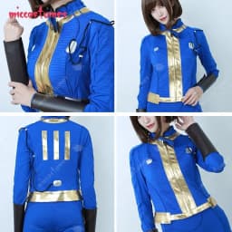 Miccostumes Women's Blue Cosplay Costume Adult Jumpsuit Two-Piece Suit Jacket Pants for Halloween Cosplay