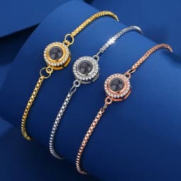 Custom Photo Projection Bracelet Valentines Couple Gifts Adjustable Chain Flowers Pendant Stainless Steel Bracelets For Women