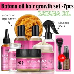 7pc Batana Oil Product Fast Hair Growth Oil For Men Hair Growing Spray Anti Hair Loss Shampoo Butter Hair Mask Hair Care Capsule