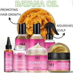 7pc Batana Oil Product Fast Hair Growth Oil For Men Hair Growing Spray Anti Hair Loss Shampoo Butter Hair Mask Hair Care Capsule