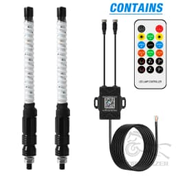 2PCS 1FT COB LED Whip Lights Remote Control Flagpole Antenna Whips for UTV ATV Off Road Truck Sand Buggy Dune RZR
