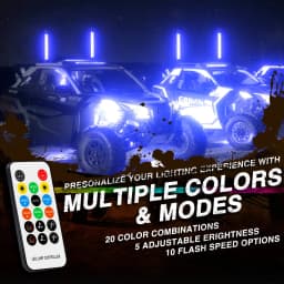 2PCS 1FT COB LED Whip Lights Remote Control Flagpole Antenna Whips for UTV ATV Off Road Truck Sand Buggy Dune RZR