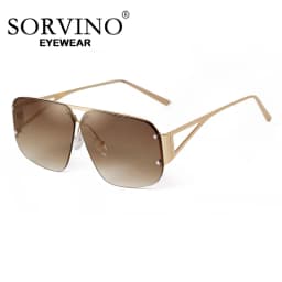 SORVINO 2024 Ovesized Square Sunglasses Women Men Retro Aviation Sun Glasses Rimless Metal Frame Gradient Shades UV400 Eyewear