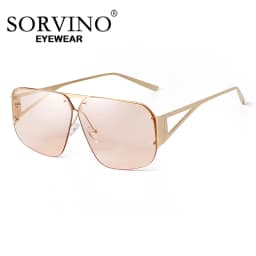 SORVINO 2024 Ovesized Square Sunglasses Women Men Retro Aviation Sun Glasses Rimless Metal Frame Gradient Shades UV400 Eyewear
