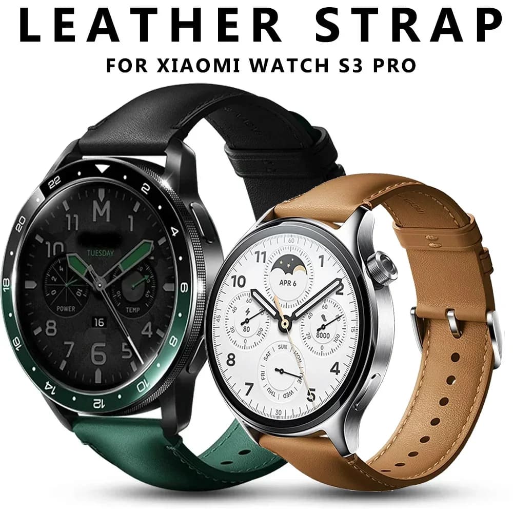 Leather Strap for Xiaomi Watch S3 S1 Pro/S1 & MI Color 2/S1 Active Cowhide Band for Universal 22MM Bracelet Accessories