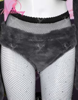 Mobbunny PM Derivative Furry Paw Women's Sexy Lingerie Kawaii Plush Homewear Paw Gloves Hoodie Top and Bra Panty with Stockings
