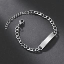 Custom Logo Name Engrave Bracelet Personalized Nameplate Stainless Steel Thick Hand Chain Custom Couple Men Women Jewelry Gift