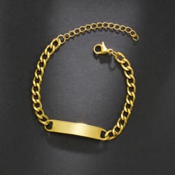 Custom Logo Name Engrave Bracelet Personalized Nameplate Stainless Steel Thick Hand Chain Custom Couple Men Women Jewelry Gift