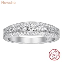Newshe Anniversary Ring Wedding Band for Women 925 Sterling Silver Promise Rings Eternity Cubic Zircon Diamond Luxury Jewelry