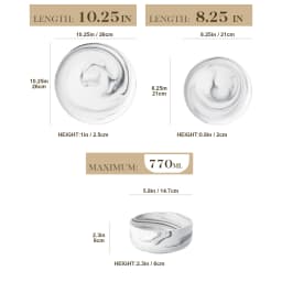 MALACASA Luna Series 24-Piece Marble Porcelain Dinnerware Set with 8 Pcs Dinner/Dessert Plates, Bowl Tableware Set Service for 4