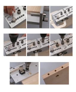 ENJOYWOOD 3 In 1 Dowel Jig Woodworking Hole Puncher Drill Guide Positioning Hole Opener DIY Drilling Guide 7/8/10MM M14 M18
