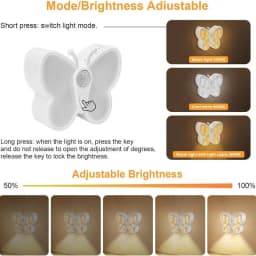 Motion Sensor Light Indoor Butterfly Shape Stick-On Night Light USB Rechargeable Stick on Lights for Stairs Auto/On/Off LED