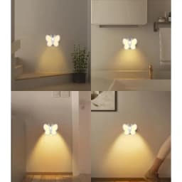 Motion Sensor Light Indoor Butterfly Shape Stick-On Night Light USB Rechargeable Stick on Lights for Stairs Auto/On/Off LED