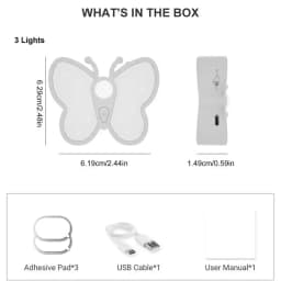 Motion Sensor Light Indoor Butterfly Shape Stick-On Night Light USB Rechargeable Stick on Lights for Stairs Auto/On/Off LED