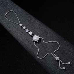 Stonefans Luxury Flower CZ Finger Bracelet Ring Hand Chain for Women Adjustable Fairy Slave Bracelet Back Hand Jewelry Gift