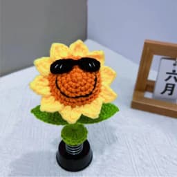 Car Dashboard Decorations Crochet Sunflower Frog Duck Bobblehead Car Decorations Animated Bobble Dancer Car Decor Aesthetic