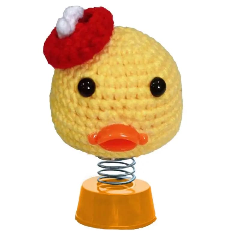 Car Dashboard Decorations Crochet Sunflower Frog Duck Bobblehead Car Decorations Animated Bobble Dancer Car Decor Aesthetic