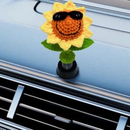 Car Dashboard Decorations Crochet Sunflower Frog Duck Bobblehead Car Decorations Animated Bobble Dancer Car Decor Aesthetic