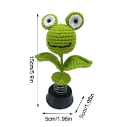 Car Dashboard Decorations Crochet Sunflower Frog Duck Bobblehead Car Decorations Animated Bobble Dancer Car Decor Aesthetic