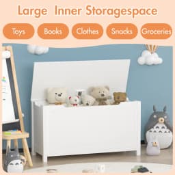 Toys Organizer Box Storage Ages 2+ Safety Hinged Lid Kids Wooden Toy Box Storage Toys Organizer