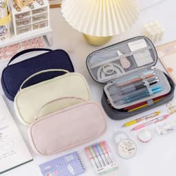 Pencil Case Pouch Large Pencil Holder Pouch Pencil Case With Handle Stationary Storage Pouches Stationery Makeup Bag For Rubber