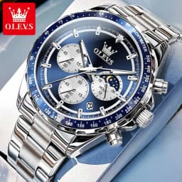 OLEVS 2945 Original Watch for Men Chronograph Waterproof Moon Phase Auto Date Male Hand Clock 2024 NEW Wristwatch Man