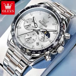 OLEVS 2945 Original Watch for Men Chronograph Waterproof Moon Phase Auto Date Male Hand Clock 2024 NEW Wristwatch Man