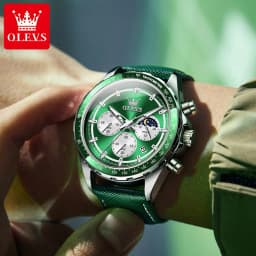 OLEVS Original Watch for Men Multifunction Chronograph Waterproof Moon Phase Auto Date Male Hand Clock 2024 NEW Wristwatch Man