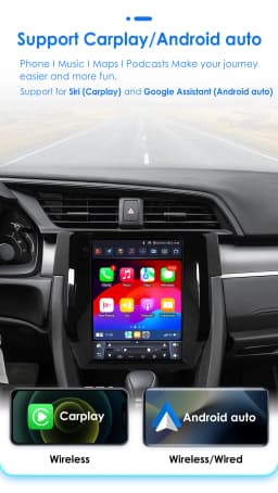 Hizpo 9.7" Car Stereo Radio for Honda Civic 2015 - 2020 Multimedia Player Navigation GPS 2 Din 4G Audio Tesla Style Carplay DSP
