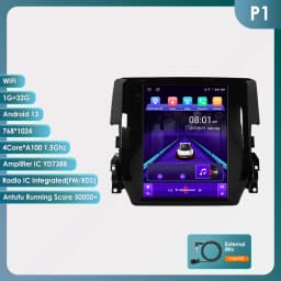 Hizpo 9.7" Car Stereo Radio for Honda Civic 2015 - 2020 Multimedia Player Navigation GPS 2 Din 4G Audio Tesla Style Carplay DSP