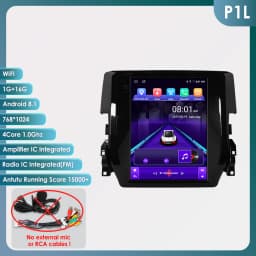 Hizpo 9.7" Car Stereo Radio for Honda Civic 2015 - 2020 Multimedia Player Navigation GPS 2 Din 4G Audio Tesla Style Carplay DSP
