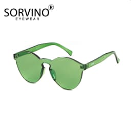 SORVINO Candy Color Sunglasses Round Rimless Sunglasses for Women Trendy Transparent Eyewear Vintage Red Purple Blue Green Glass