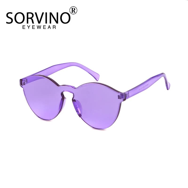 SORVINO Candy Color Sunglasses Round Rimless Sunglasses for Women Trendy Transparent Eyewear Vintage Red Purple Blue Green Glass