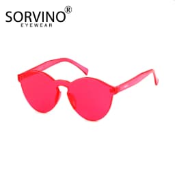 SORVINO Candy Color Sunglasses Round Rimless Sunglasses for Women Trendy Transparent Eyewear Vintage Red Purple Blue Green Glass
