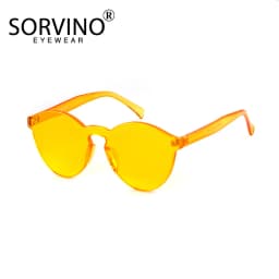 SORVINO Candy Color Sunglasses Round Rimless Sunglasses for Women Trendy Transparent Eyewear Vintage Red Purple Blue Green Glass