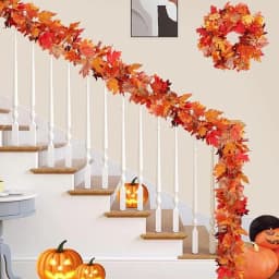 Thanksgiving Garlands 2PCS Artificial Fall Garland Maple Leaves 5.7ft Decorative Autumn Garland For Fireplace Door Frame Doorway