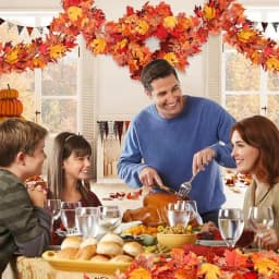 Thanksgiving Garlands 2PCS Artificial Fall Garland Maple Leaves 5.7ft Decorative Autumn Garland For Fireplace Door Frame Doorway