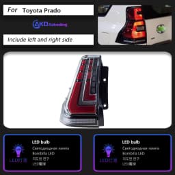 AKD Tail Lamp for Toyota Land Cruiser Prado LED Tail Light 2010-2020 Prado Rear Fog Brake Turn Signal Automotive Accessories