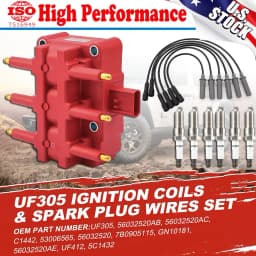 Carbole Ignition Coil & Iridium Spark Plugs & Wire Set for 2007-2011 Jeep Wrangler UF305