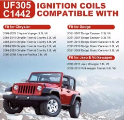 Carbole Ignition Coil & Iridium Spark Plugs & Wire Set for 2007-2011 Jeep Wrangler UF305