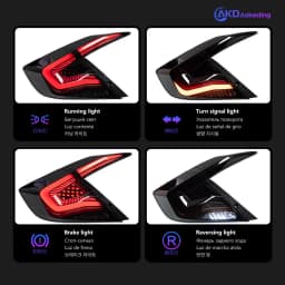 Car Lights for Honda Civic LED Tail Light 2016-2020 Rear Stop Lamp Brake Signal DRL Reverse Automotive Accessories