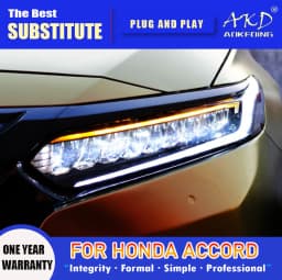 AKD Head Lamp for Honda Accord G10 LED Headlight 2018-2022 Headlights Accord DRL Turn Signal High Beam Angel Eye Projector Lens